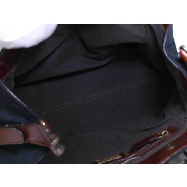 Fendi Xl Du Jour Brown Calfskin Leather And Black Canvas Satchel