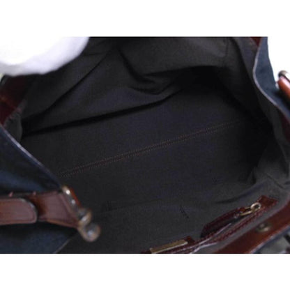 Fendi Xl Du Jour Brown Calfskin Leather And Black Canvas Satchel