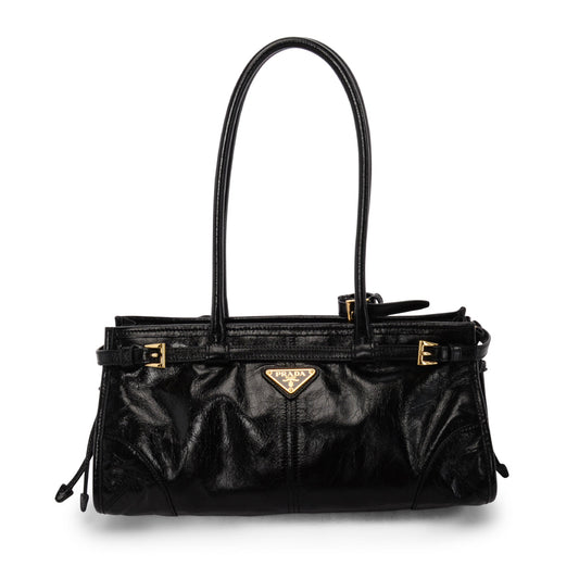 Prada Black Glossy Leather Medium Bonnie Bag