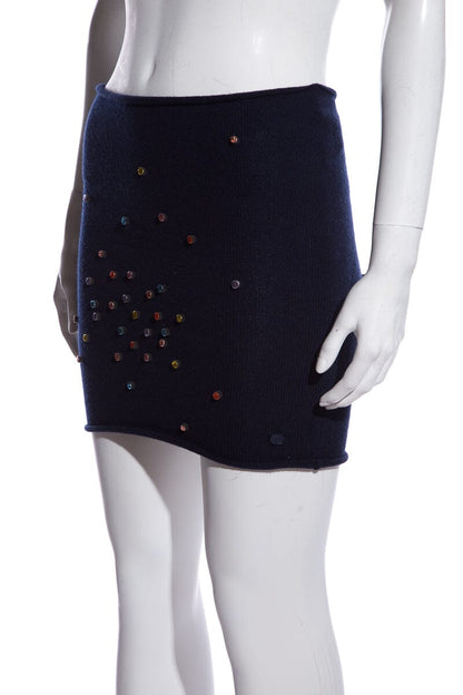 Chanel Confetti Cashmere Navy Skirt SZ 34