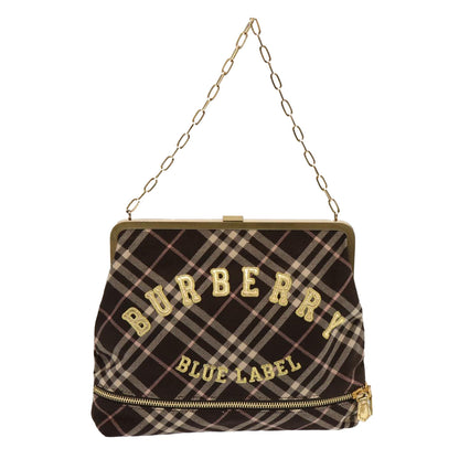 Burberry Nova Check Blue Label Chain Shoulder Bag Canvas Brown Auth 69961
