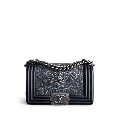 Chanel Boy Small Exotic Limited Edition - Stingray Black Ruthenium Silver Hardware Series 18