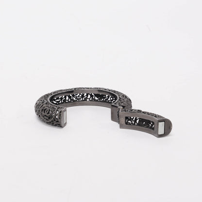 Chanel Blackened Metal Filigree Hinged Bracelet