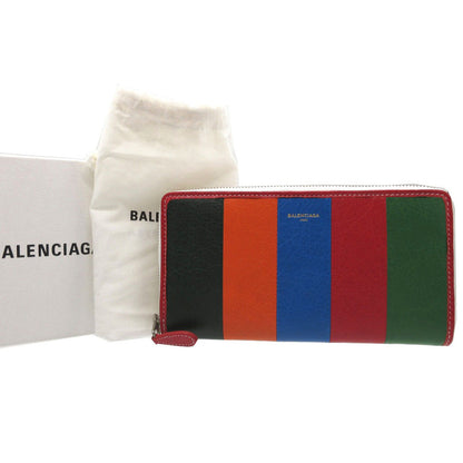 BALENCIAGA Long Wallet Purse 443655 leather Red Zip Around Multi BAZAR Women