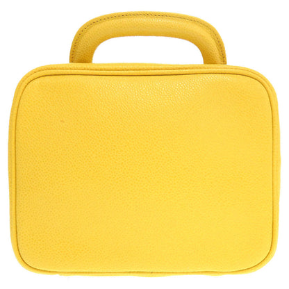 CHANEL Shoulder Bag Caviar skin yellow COCO Mark Vanity Bag