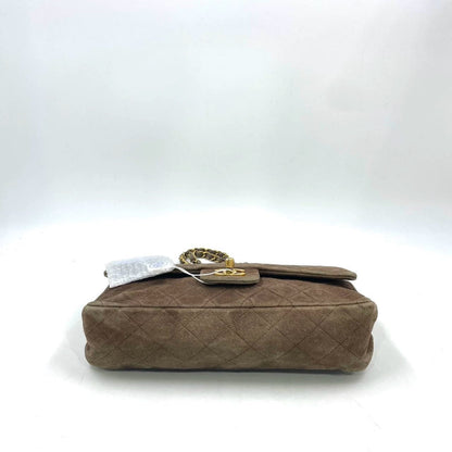 Chanel Classic Flap Vintage Medium Brown Suede Leather with 24k Gold HW, 1991-1994