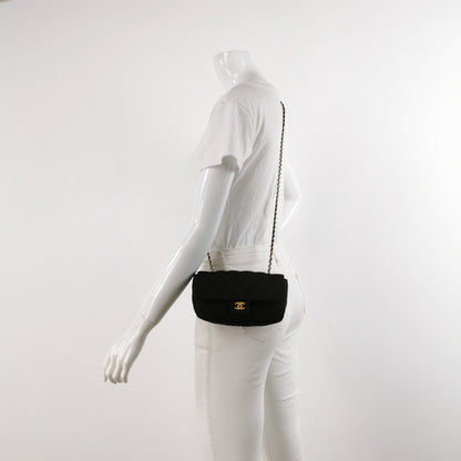 Chanel Classic Flap Extra Mini Black Silk Satin Quilted Gold-tone Hardware