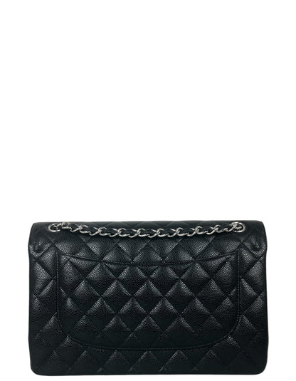 Chanel Black Caviar Leather Double Flap Jumbo Bag