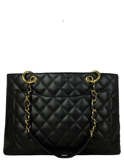 Chanel Black Caviar Leather Quilted Grand Shopper Tote GST Bag