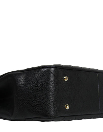 Chanel 2022 Black Caviar Leather Quilted Large Classic Shopping Tote Bag