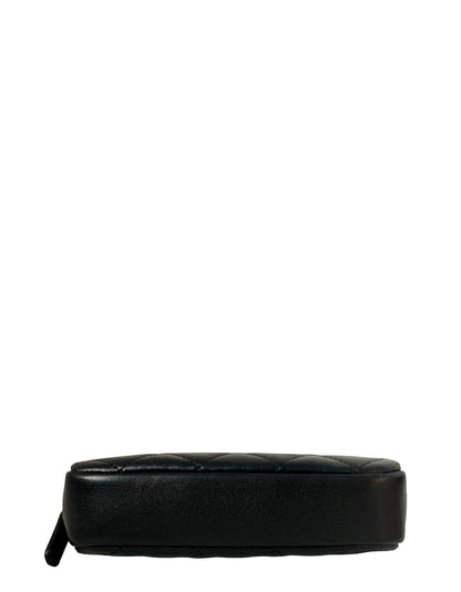 Chanel Black Lambskin Leather Quilted O-Case Pouch