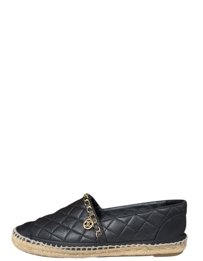Chanel Black Quilted CC Chain Espadrilles sz 39