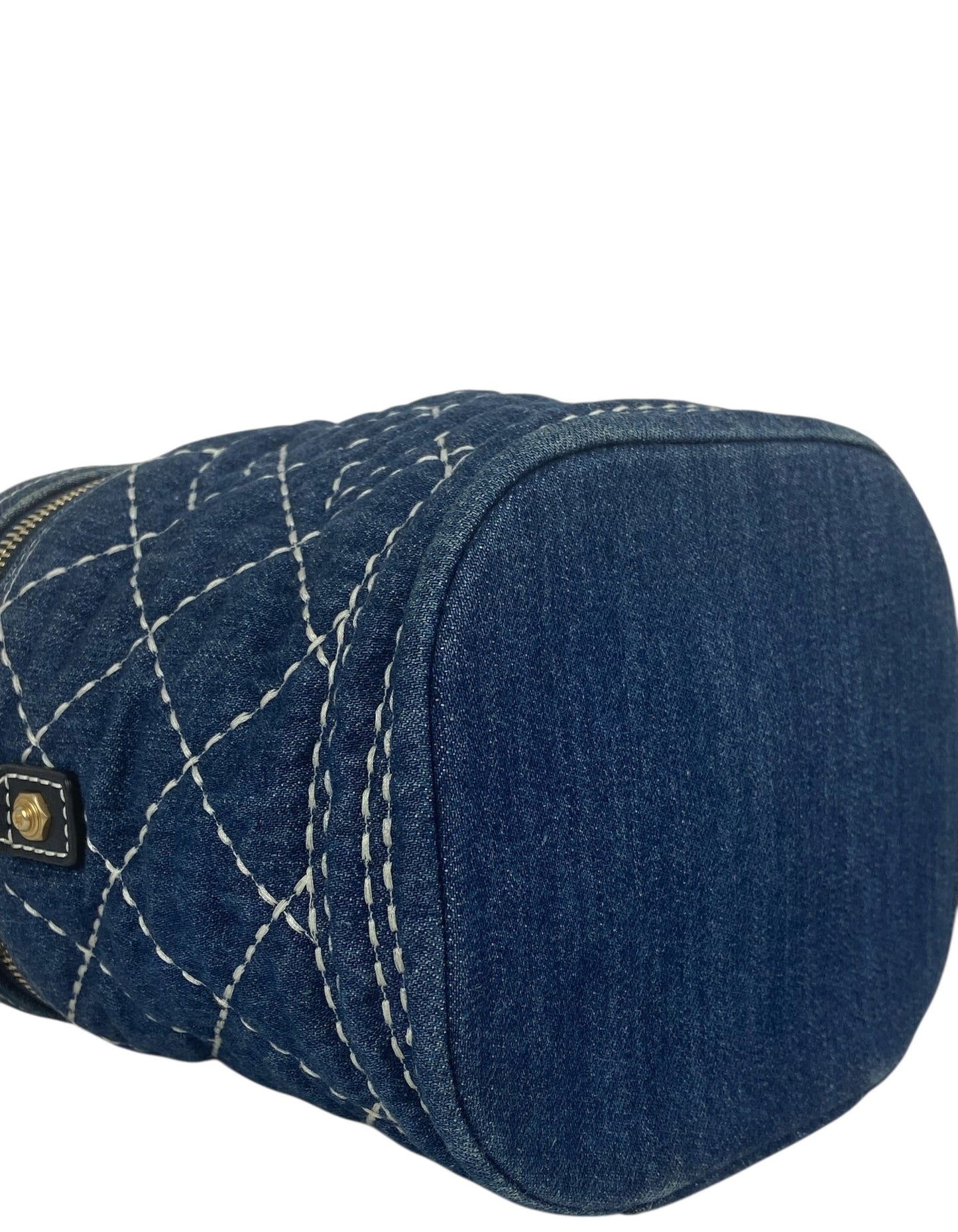 Chanel Denim Quilted CC Vanity Case w/ Strap