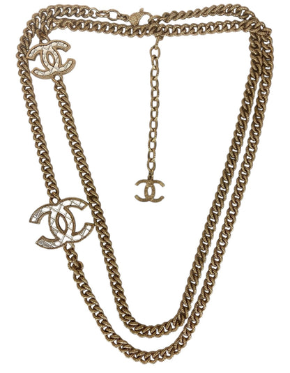 Chanel Metal Quilted CC Long Chain Necklace