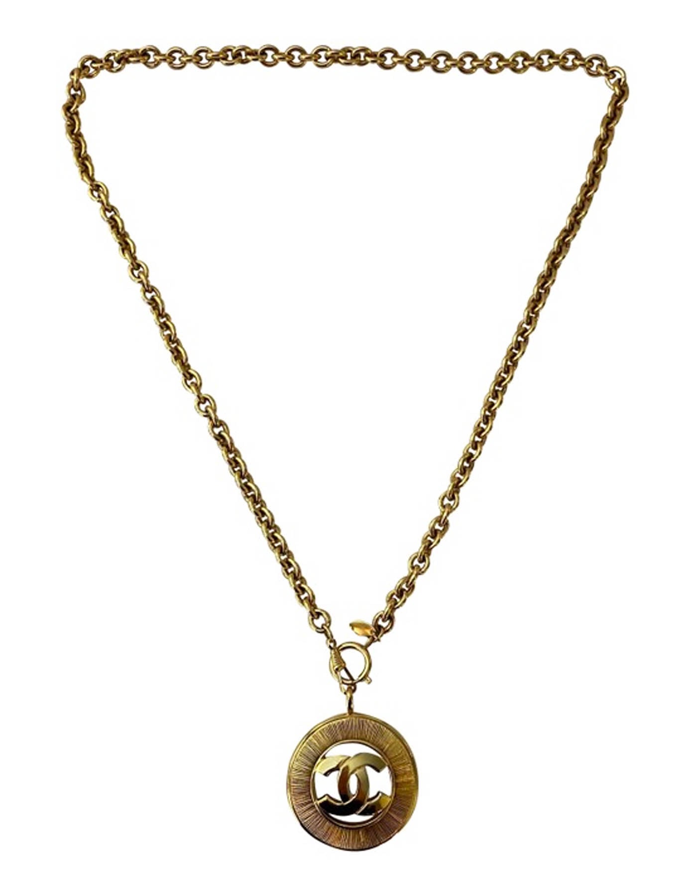 Chanel '90S Vintage Goldtone CC Pendant Necklace