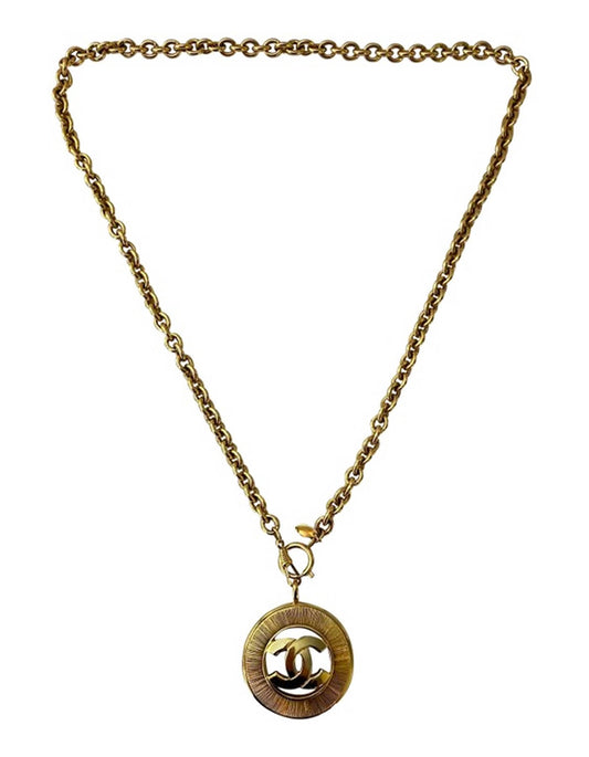 Chanel '90S Vintage Goldtone CC Pendant Necklace