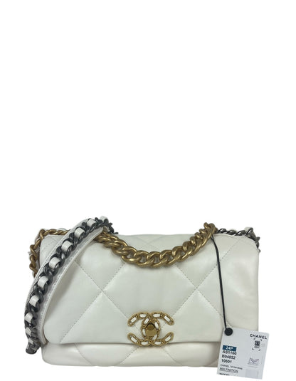 Chanel NWT White Lambskin Quilted Medium 19 Bag