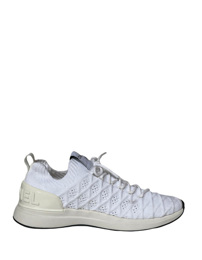 Chanel White Quilted Knit Sock Low Top Athletic Sneakers sz 38.5