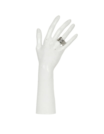 Chanel 18k White Gold Coco Crush Matelasse Thick Band Ring 52/6