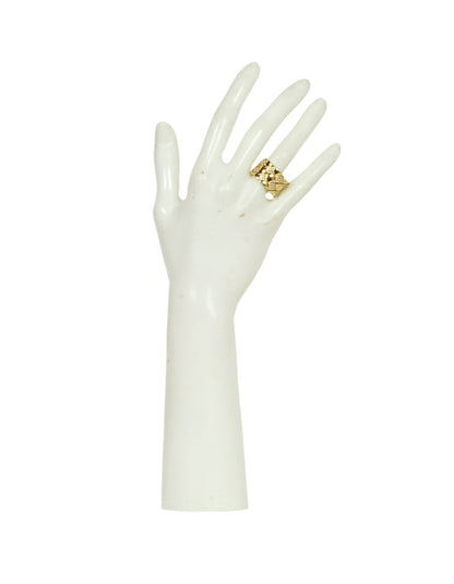 Chanel 18k Yellow Gold & Diamond Coco Crush Matelasse Thick Band Ring sz 5.5