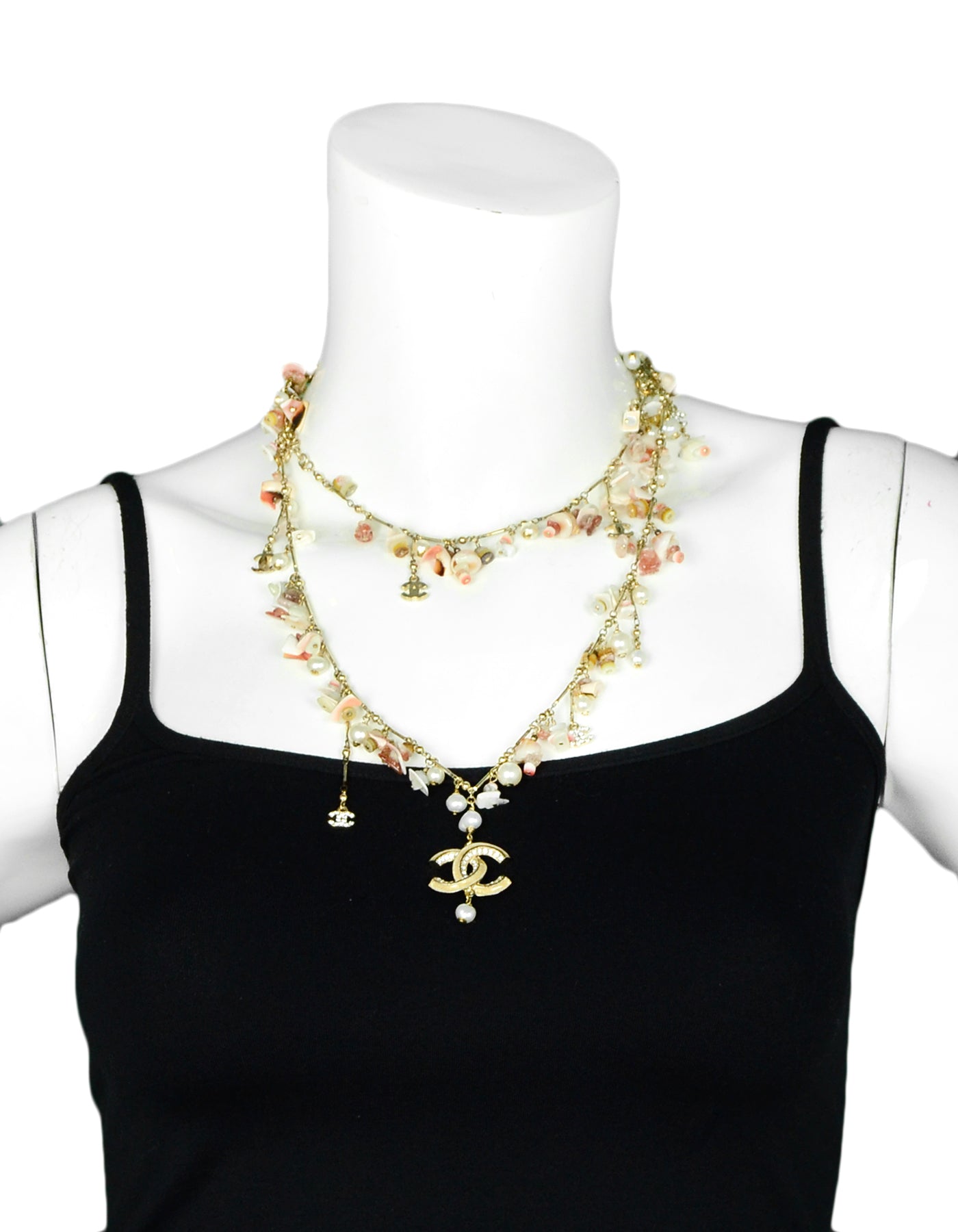 Chanel Seashell & Faux Pearl Necklace Belt