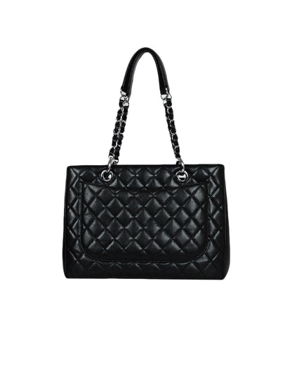 Chanel Black/Silver Caviar Leather GST Grand Shopper Tote Bag