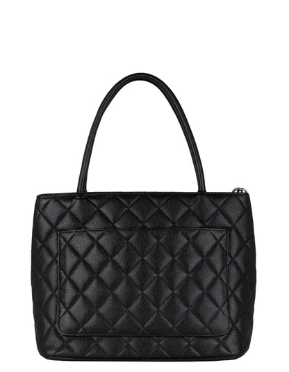 Chanel Black Caviar Leather CC Medallion Tote Bag
