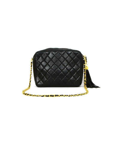 Chanel Black Vintage Lambskin Quilted CC Camera Crossbody Bag