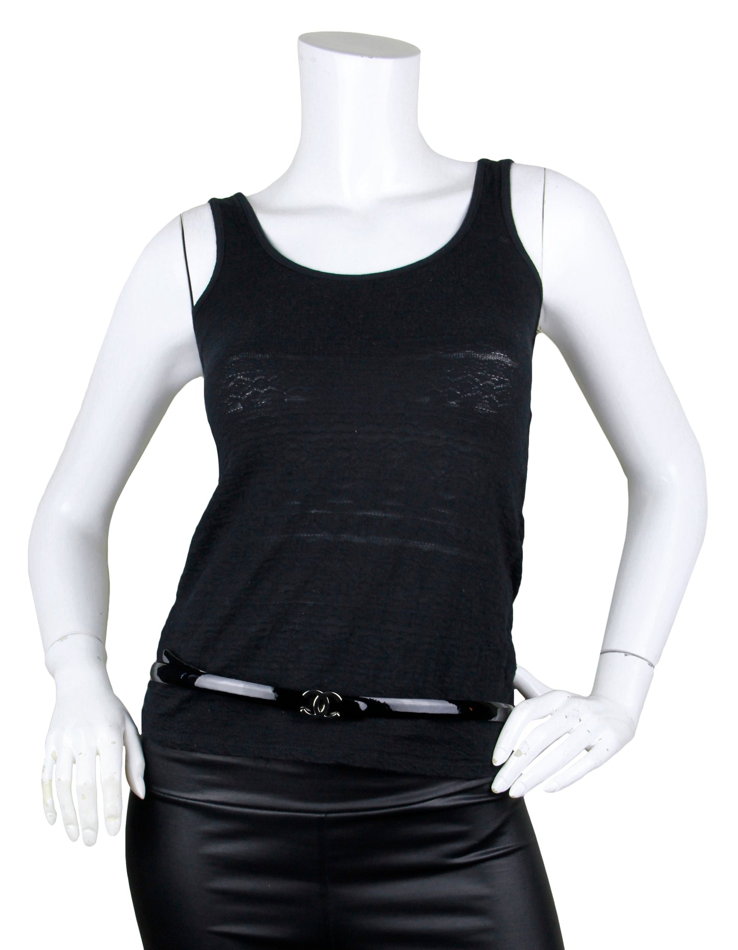 Chanel Black Patent Calfskin Leather CC Logo Skinny Belt sz 90