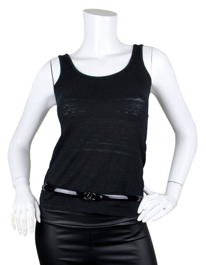 Chanel Black Patent Calfskin Leather CC Logo Skinny Belt sz 90