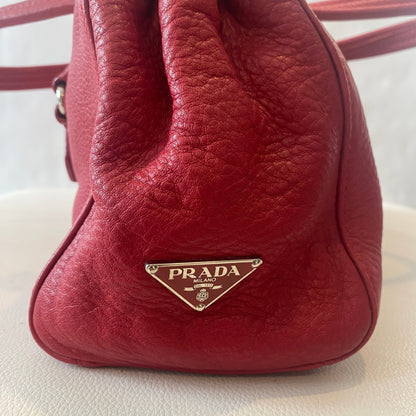 Prada Semitracolla Vitello Daino Rosso Deer Calf Half Strap Bag