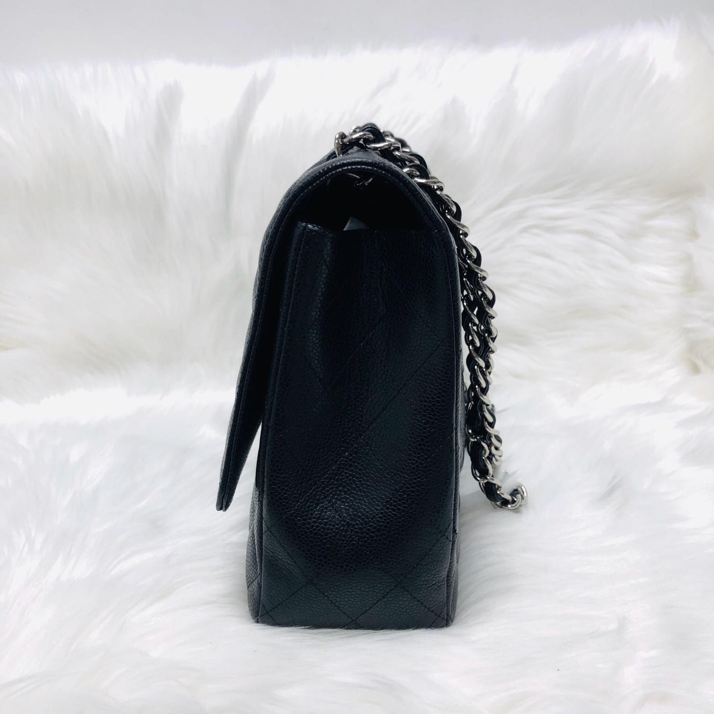 Classic Single Flap Maxi in Black Caviar Leather with SHW