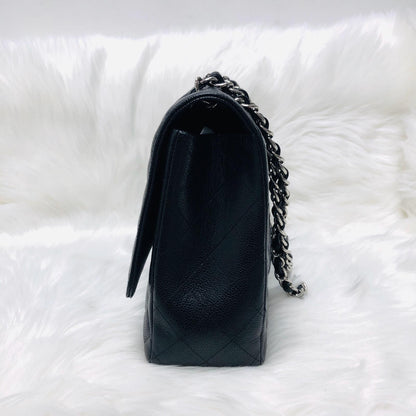 Classic Single Flap Maxi in Black Caviar Leather with SHW