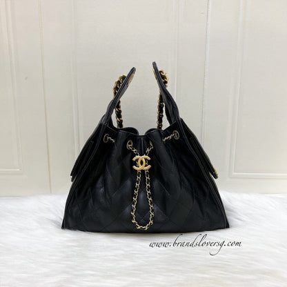 [Like New - Local Set - Mar 2025] Chanel 25 Small Hobo Bag in Black Caviar and AGHW (Model: AS5293)