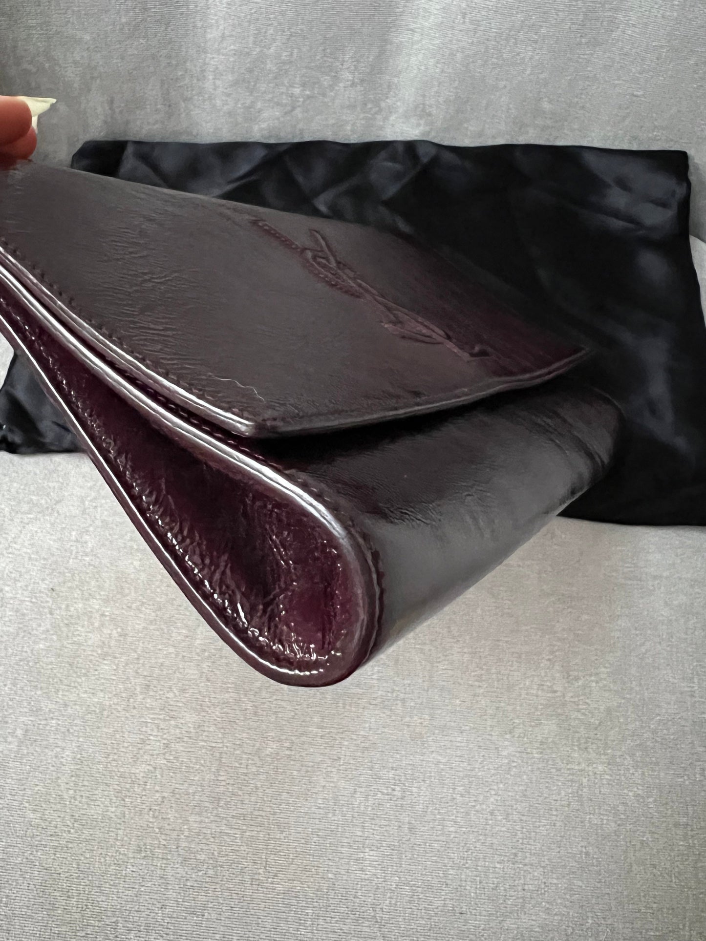 Yves Saint Laurent (YSL) Burgundy Patent Belle de Jour Clutch