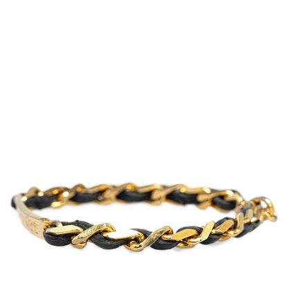 CHANEL Leather Woven Chain Bracelet Costume Bracelet