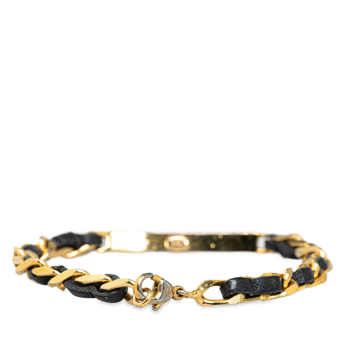 CHANEL Leather Woven Chain Bracelet Costume Bracelet