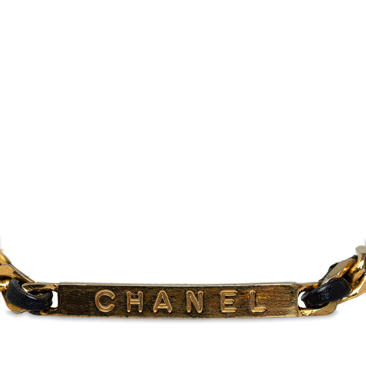 CHANEL Leather Woven Chain Bracelet Costume Bracelet