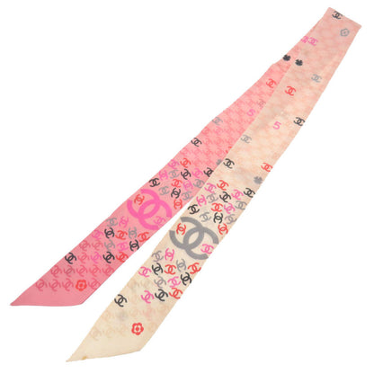 CHANEL scarf silk pink COCO Mark Clover