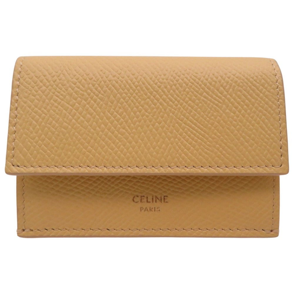 CELINE Tri-fold wallet 10E60 3BEL 11PO Calfskin yellow Folded Compact Wallet in Calfskin Yellow 10E60 3BEL 11PO Women Used