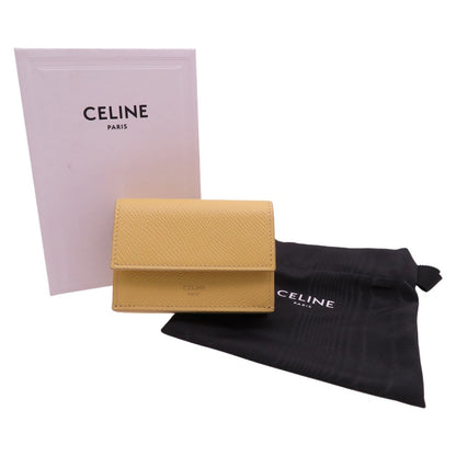 CELINE Tri-fold wallet 10E60 3BEL 11PO Calfskin yellow Folded Compact Wallet in Calfskin Yellow 10E60 3BEL 11PO Women Used