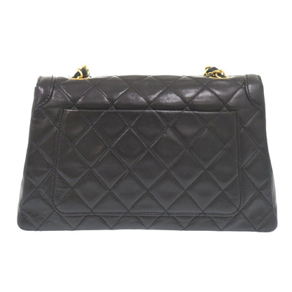 CHANEL Shoulder Bag lambskin black vintage Flap Matelasse