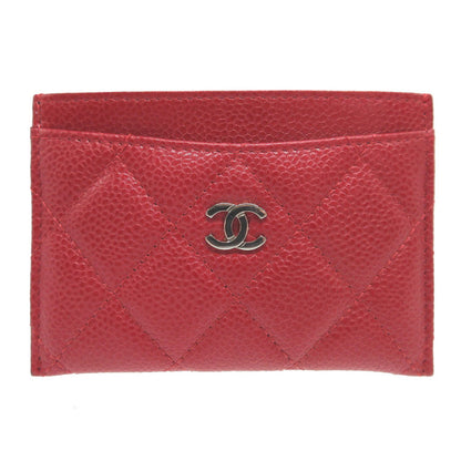 CHANEL Card Case Caviar skin Red Pass case Women New