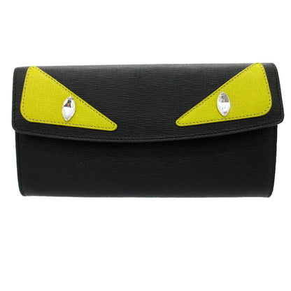 FENDI Long Wallet Purse 8M0340 leather black monster