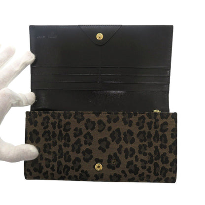 FENDI Long Wallet Purse 8M0000 Canvas, Leather beige