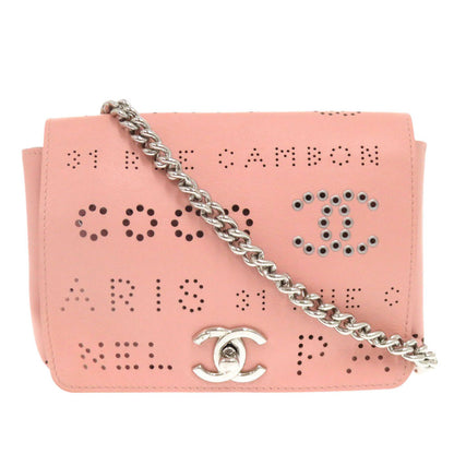 CHANEL Shoulder Bag leather pink Punching COCO Mark