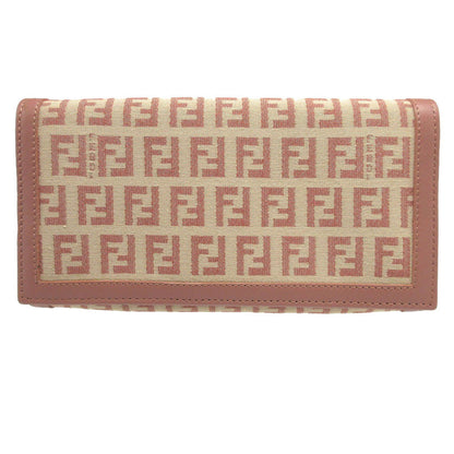 FENDI Long Wallet Purse 8M0000 Canvas, Leather beige Zucchino
