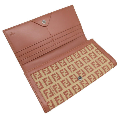 FENDI Long Wallet Purse 8M0000 Canvas, Leather beige Zucchino