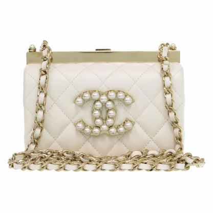 CHANEL Shoulder Bag AP3452 lambskin white COCO Mark Matrasse