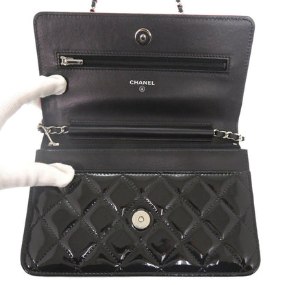 CHANEL Shoulder Bag Patent leather pink Matelasse Chain Wallet Bicolor COCO Mark